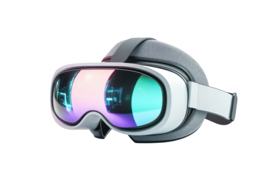 Futuristic augmented reality goggles cut out transparent isolated on white background PNG