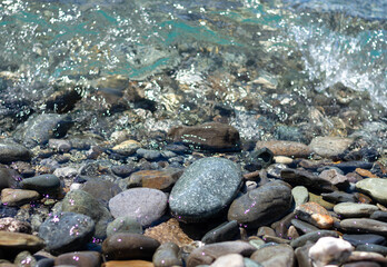Sea wave crashing on the shore
