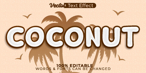 Coconut Vector Text Effect Editable Alphabet Tropic Palm Exotic Coco