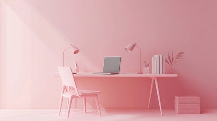 Obraz premium Dream Pink Office Space