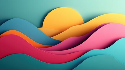 The waves of the endless wind of colourful paper-cutting