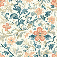 Seamless floral pattern with pastel colors