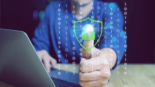 Online internet authorized access against cyber attack privacy business data.Cyber security.Digital padlock icon,Cyber security technology network and data protection technology on virtual dashboard.