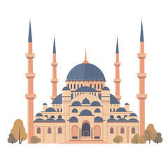 Fototapeta premium Sophia mosque istanbul flat illustration of cumhuriyet bayrami vector isolated