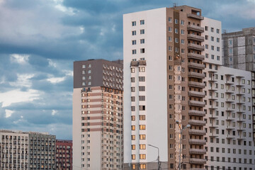 Fototapeta premium Vidnoye, Leninsky district, Moscow region. Modern high-rise residential buildings. Construction of new residential quarters. New buildings.