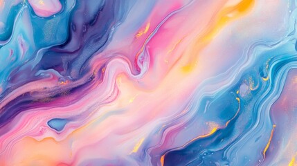 Fototapeta premium Liquid marble effect with flowing patterns, iridescent colors, smooth and glossy texture