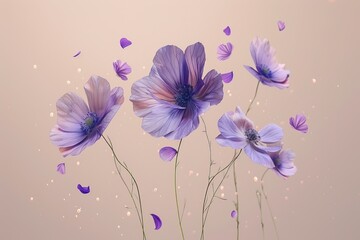 Obraz premium Mystic Petals & Droplets: Enchanted Flora Dancing on Glass,Ethereal Reflections: Wild Blossoms Suspended in Vibrant Raindrops