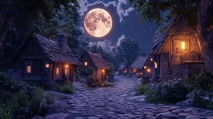 Fairy Tale Town in the Moonlight