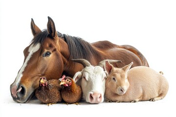 Fototapeta premium Element set with farm animals png files, transparent background