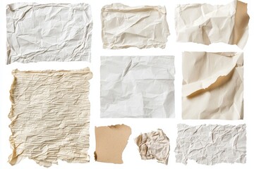 Set of vintage torn paper png elements with transparent backgrounds