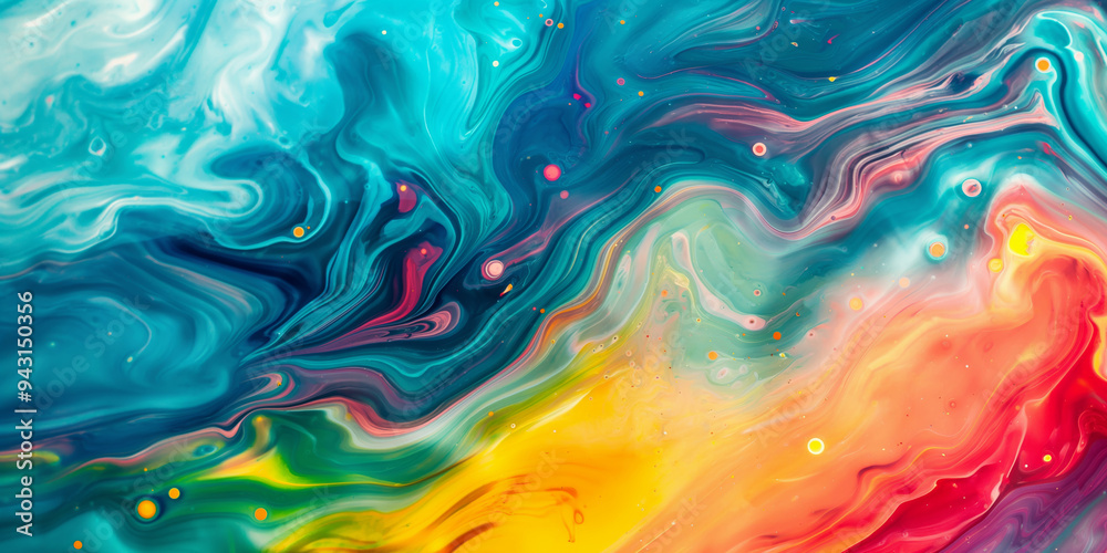 Wall mural colorful abstract fluid art with vibrant swirls and dynamic patterns