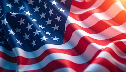 Fototapeta premium American flag-themed background with bright red and blue colors, ideal for promotional banners or celebratory ads.