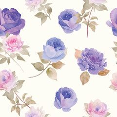Watercolor floral seamless pattern background