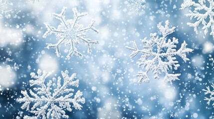 A beautiful snowflake pattern on a serene winter background, offering plenty of space for holiday wishes or festive messages. A classic Christmas design.