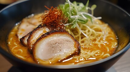 147. A dish of Japanese miso ramen with pork belly