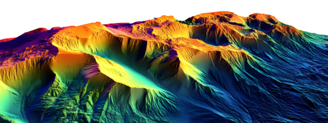 GIS 3D lidar map, a model of the earth's surface obtained after processing data from an unmanned aerial vehicle during tremors and earthquakes, the movement of lithospheric plates.