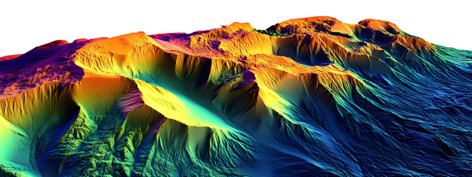 GIS 3D lidar map, a model of the earth's surface obtained after processing data from an unmanned aerial vehicle during tremors and earthquakes, the movement of lithospheric plates.