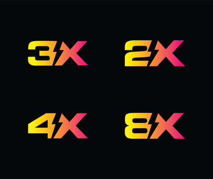 logotype symbol. 2x , 3x, 4x, 8x, logo icon Vector stock illustration.