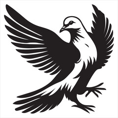 Obraz premium Mourning Dove Silhouette - Zenaida macroura Clipart - Mourning Dove wings raised slightly Illustration in black and white