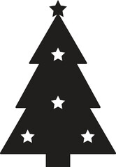 Christmas tree vector illustration in black and white