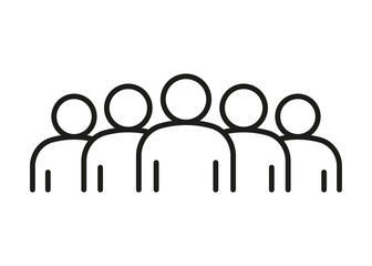 Group of people, line icon. Teamwork, crowd of person. Business communication, leader and employee connection. Vector illustration