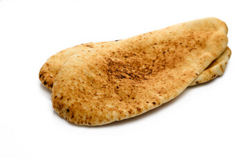 Set of pitas, on a white background, top view,