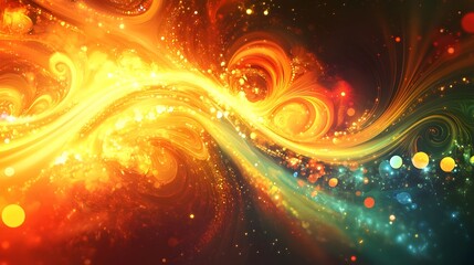 5. **Create an abstract festival background for Shree Krishna Janmashtami, featuring rich, warm tones and radiant light effects. The composition should include swirling designs and glowing elements