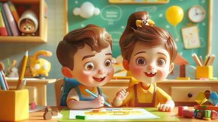 Fototapeta premium amazing baby cartoon education background wonderful