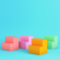 Obraz premium Colorful boxes on bright blue background in pastel colors