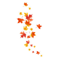 Autumn leaves. Background with falling leaves. Flying maple leaves. Autumn overlay in flat style. For banner, poster, background, autumn season themed decor.