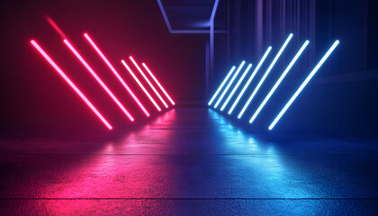 neon light arrow direction in perspective