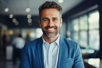 Obraz premium Successful business people person in modern interior office space building made with Generative AI artwork