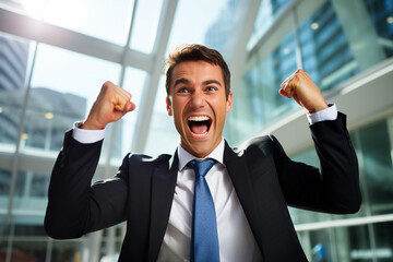Fototapeta premium Successful business people person in modern interior office space building made with Generative AI artwork