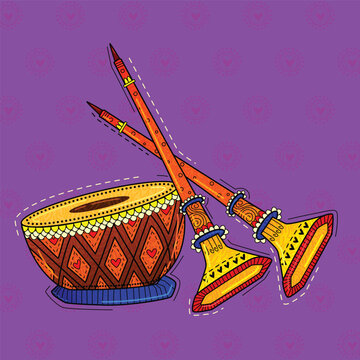 vector illustration of desi (indian) art style shehnai indian musical instrument.
