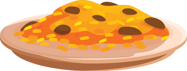 Delicious pilaf lying on plate, traditional oriental cuisine dish serving