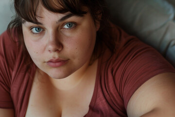 AI generated photo of beautiful smiling girl plus size model