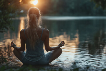 Breathing exercises and stretching in a calm, serene environment