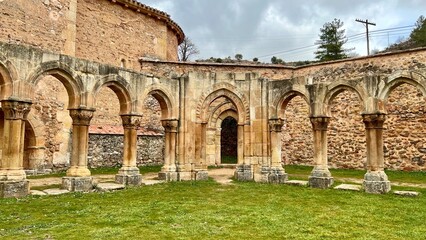 Ancient stone arches of San Juan de Duero in Soria