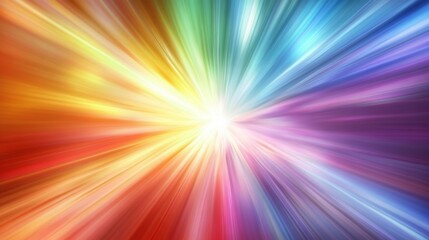 Fototapeta premium An abstract background featuring a burst of colorful light rays emanating from the center, with a smooth transition of hues and shades.