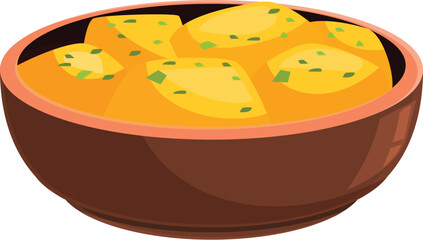 Ceramic bowl is holding a serving of indian butter chicken with cilantro on top