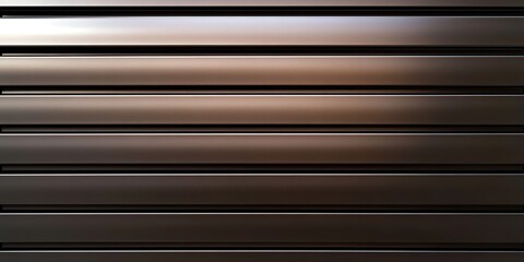 Brown Patterned Metal Shutter with Horizontal Grooves in Warm Light