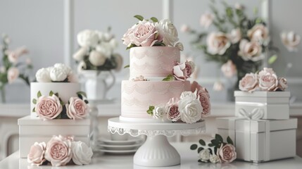 Elegant Rose Adorned Wedding Cakes Display