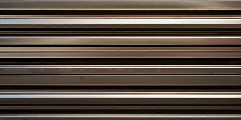 Obraz premium Brown Patterned Metal Shutter with Horizontal Grooves in Warm Light