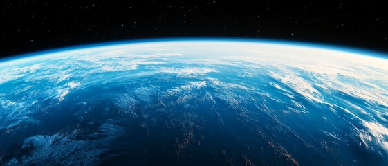Obraz premium stunning view of earth from space, showing blue ocean, white clouds and atmosphere, perfect for environmental, climate change, sustainability, and space exploration themes.