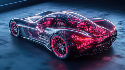 Obraz premium Supercar with beautiful neon lights 