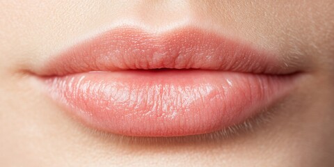 Fototapeta premium close-up macro shot of soft, smooth, pink lips - feminine beauty, sensuality, and beauty product advertising