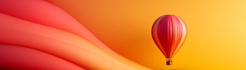 Obraz premium abstract hot air balloon design in orange and red tones, minimalist illustration, simple background for graphic design