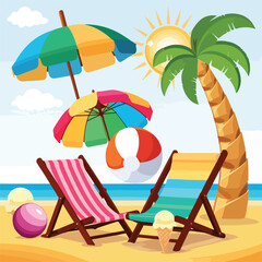 summer holidays cartoon vector illustration