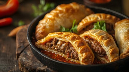Fototapeta premium 22. A dish of Argentinian empanadas with beef and spices