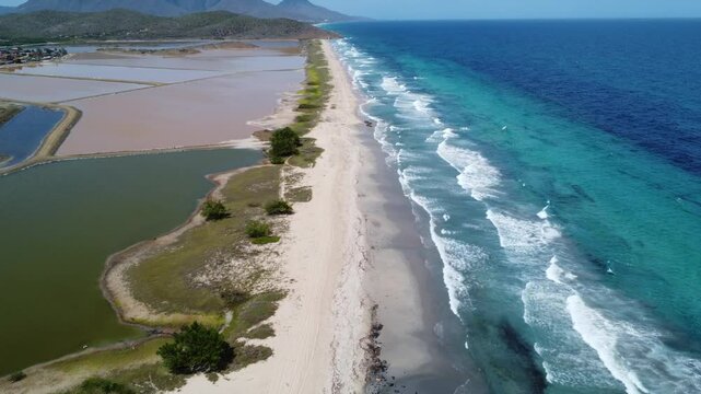 Aerial view of salt marshes in Margarita Island &ldquo;Pearl of the Caribbean&rdquo;, Venezuela